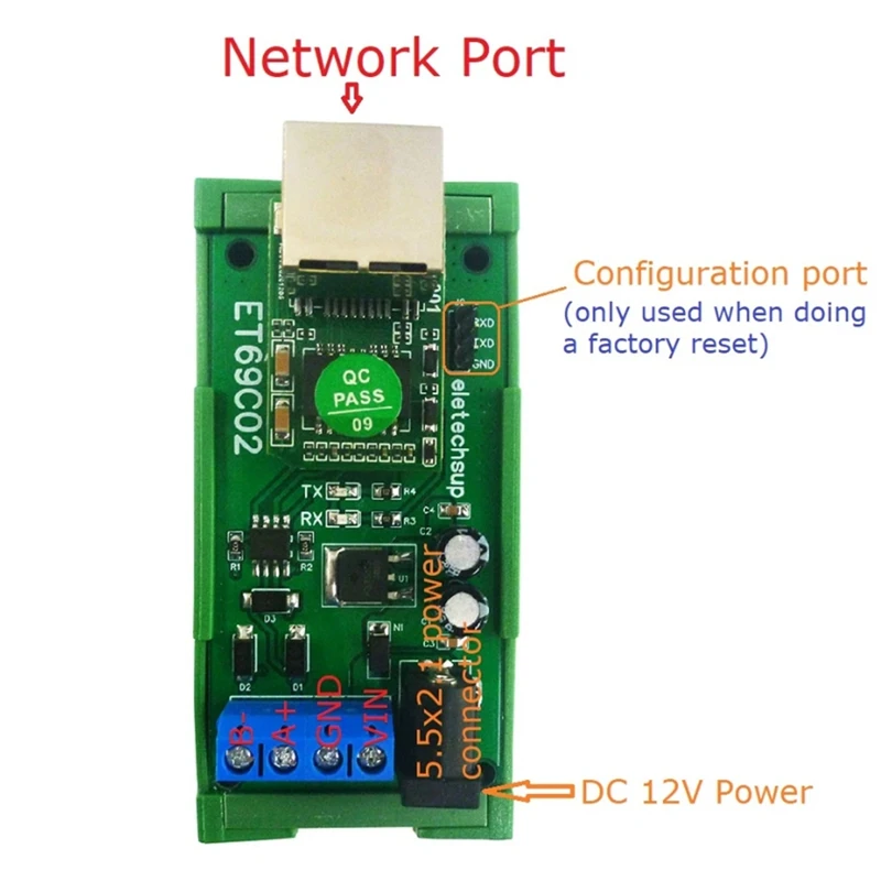 ET69C02 Ethernet Network IP RJ45 в RS485 Bus Converter для Modbus RTU Master Slave Client Server MQT PLC