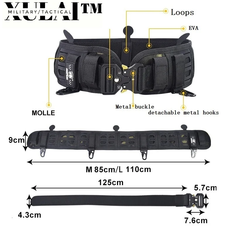 

1000D Oxford Duable Upgraded Tactical Waist Belt Accessory Seal Set Outdoor Multifunctional molle Girdle police equipment