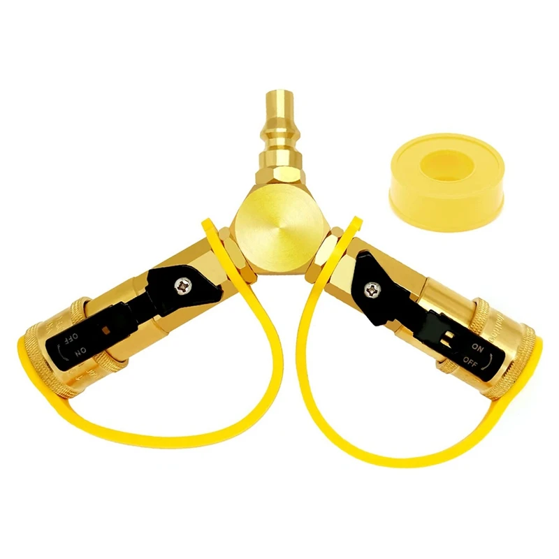 1/4-дюймовый Y-Сплиттер быстрого подключения RV пропан с запорным клапаном для