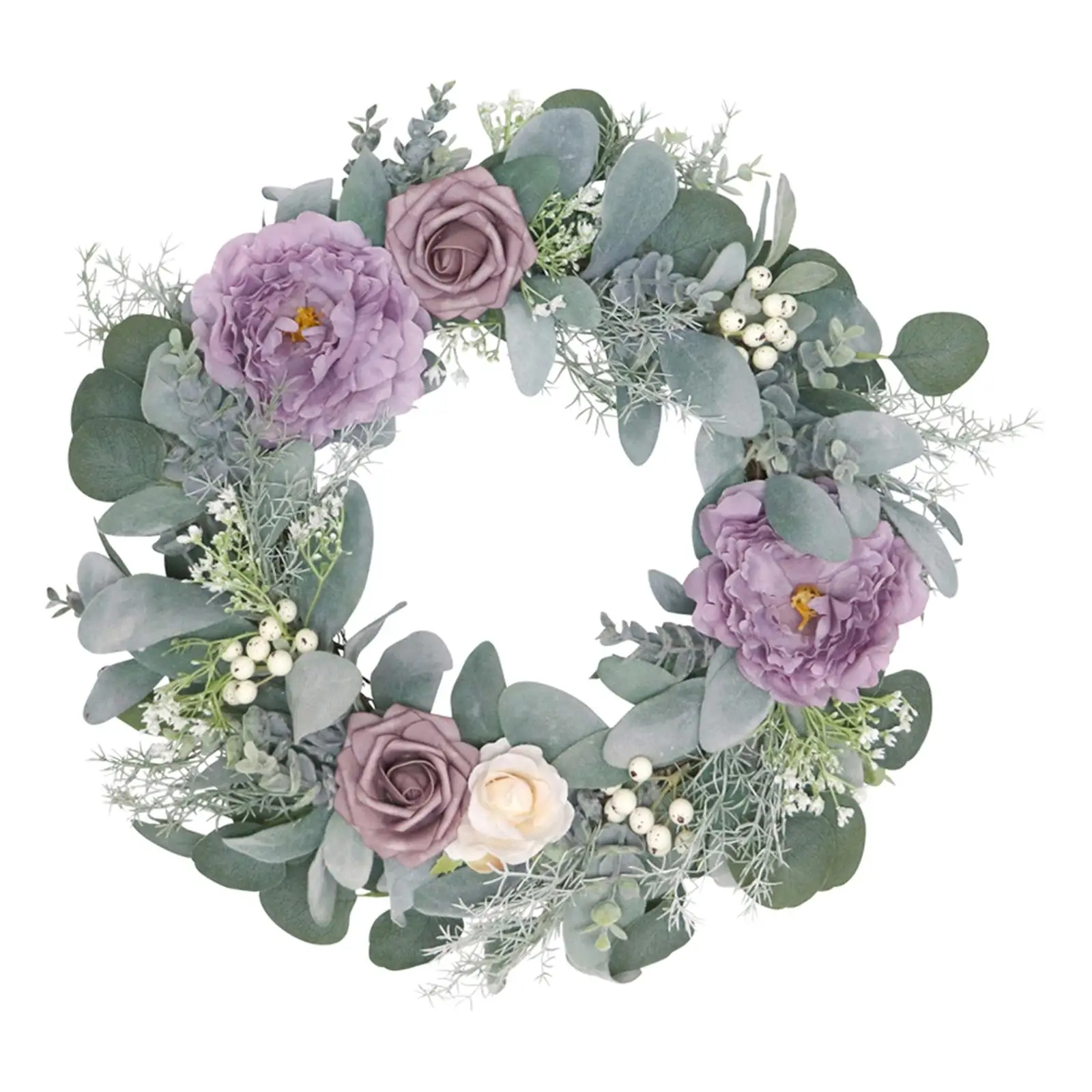 

18-дюймовый венок с пионами, венок на День святого Валентина, зеленые листья для украшения входной двери, двери, офиса, сада