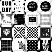 black white geometric letter animals polyester cushion cover throw pillow car home decoration sofa bed decorative pillowcase