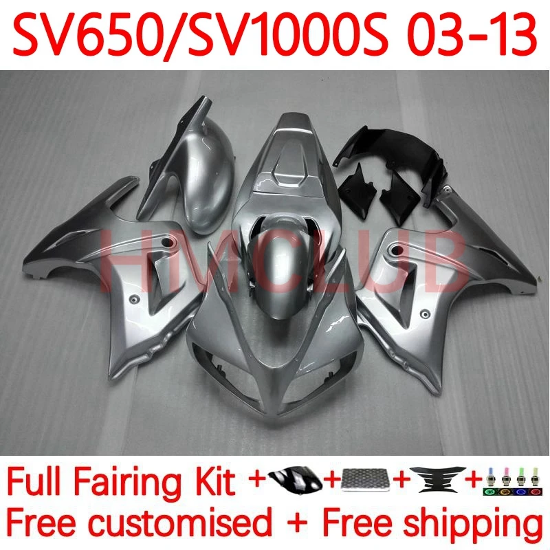

OEM Body For SUZUKI SV650S SV1000S 03-13 SV 650S 1000S 03 04 05 06 07 08 glossy silvery 2009 2010 2011 2012 2013 Fairings 11No.8