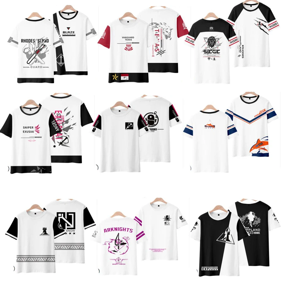

Cosplay Game Arknights T Shirt Men Rhodes Island T-shirt Lappland Taxas Exusiai Hoshiguma W Short Sleeve Boy T-shirts oversize