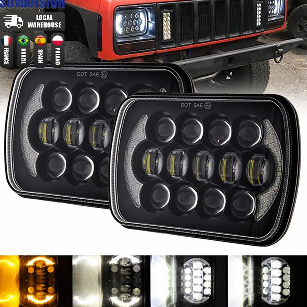 5X7 Прямоугольные Светодиодные Фары DRL Для Jeep Wrangler YJ Cherokee XJ Toyota Nissan GMC Ford - 7x6 Дюймов