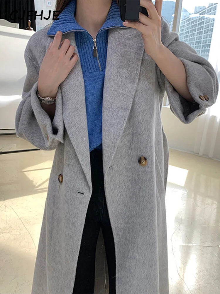 CJFHJE пурпурное шерстяное Смешанное пальто для женщин корейская мода серый тренд с