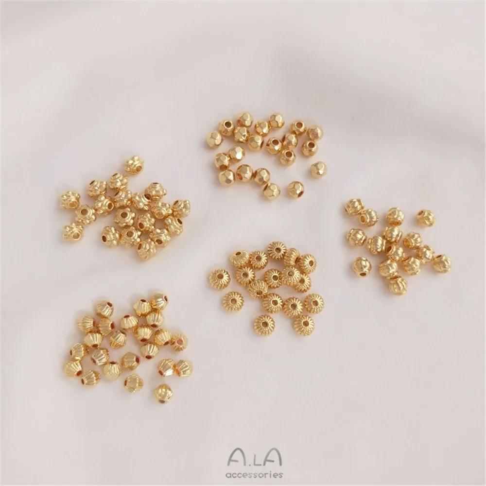 

14K plated gold filled Cut beads pumpkin beads lantern beads diamond beads diy bracelet loose beads ornaments with beads materia