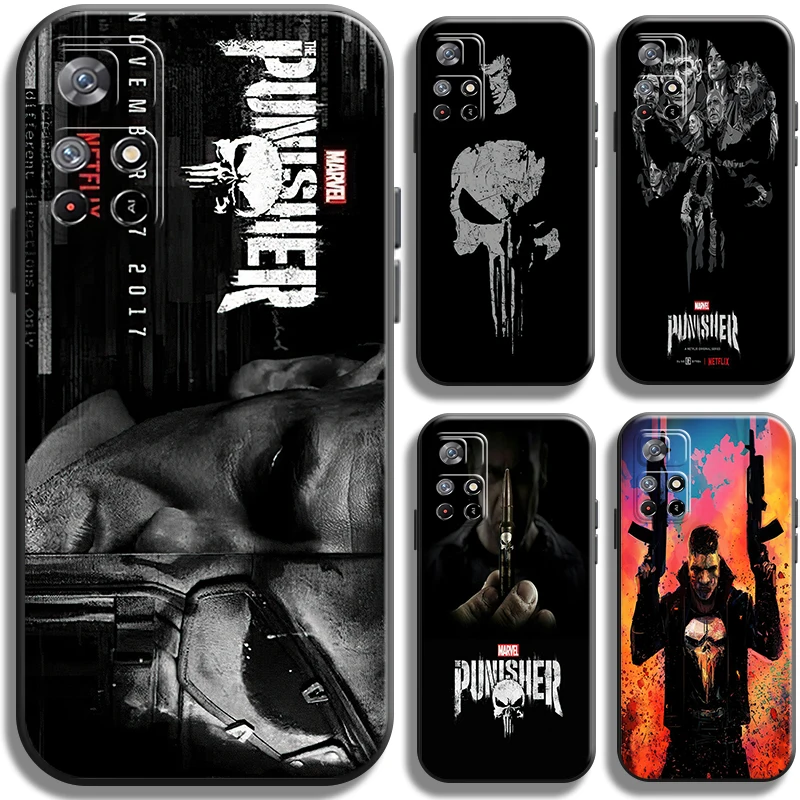 

Marvel Punisher Frank Castle For Xiaomi Redmi Note 11 11T Pro 5G Phone Case Liquid Silicon Coque Cases Carcasa Shockproof Back