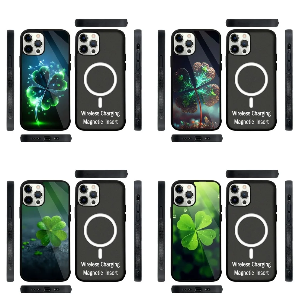 Чехол для телефона Lucky с изображением четырехлистного клевера Сильный магнитный