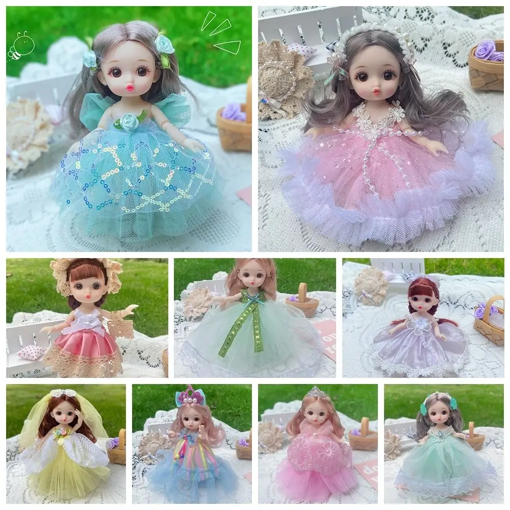 Фото 16 см, кукла принцессы BJD с большими глазами, 13 суставов, корейский макияж, 16 см, кукла Bjd, густые волосы, сладкие 13 подвижных суставов, мини-игрушка для девочек №1