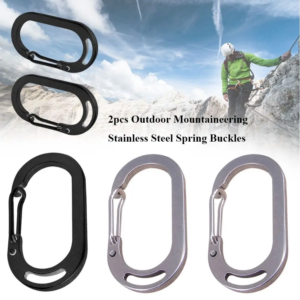 

2pcs Stainless Steel Spring Buckles New 33.7*17.9*5.5mm Black Silver Buckles Clips Water Bottle Hooks Outdoor Mountaineering