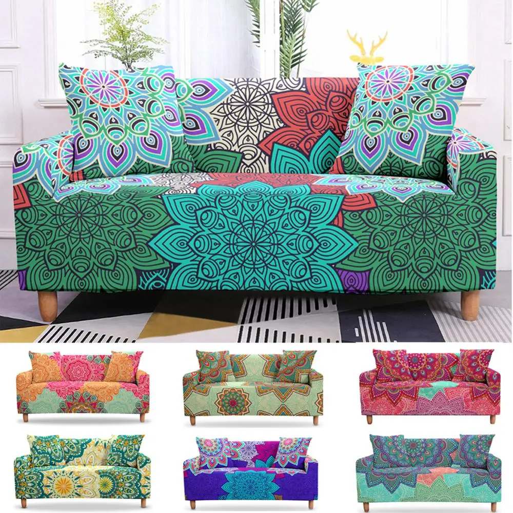 

Elastic Sofa Cover for Living Room Big Sofas Stretch Slipcovers Sectional Mandala Armchair Home Decoration Cushion Cover