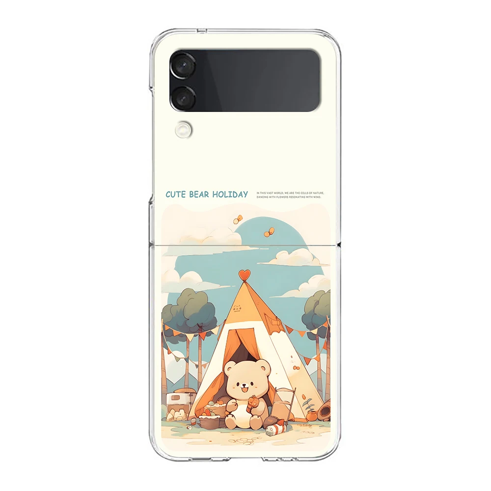 Фото Чехол для телефона Samsung Galaxy Z Flip 3 4 5 6 7 Fold, высокопрочный поликарбонатный чехол для Galaxy Z Flip3, прозрачная накладка с милым мультяшным дизайном: собака, морской кролик №3