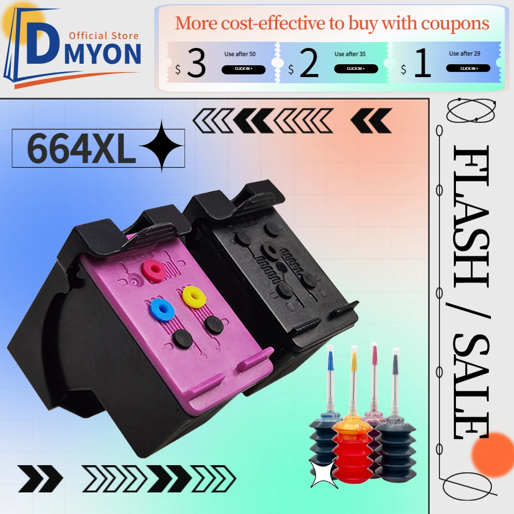 

664XL Deskjet 1115 1118 2135 2138 3635 3636 3638 Compatible for HP 664 XL Ink Cartridge for 4536 4538 4675 4676 4678 Printer