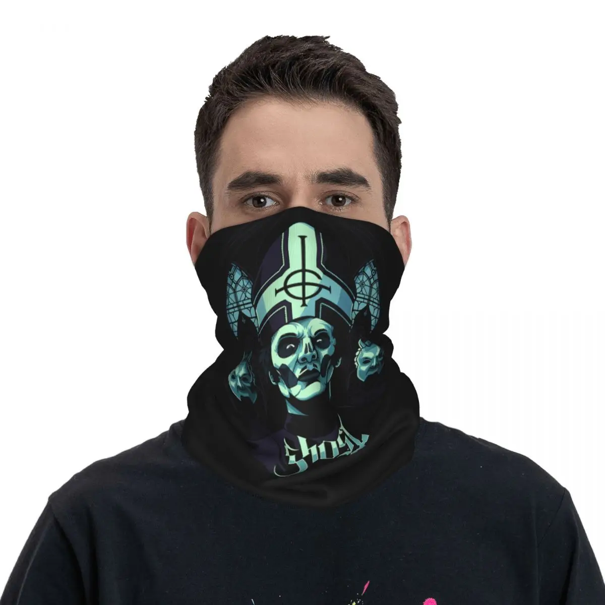 

Heavy Metal Ghost BC Accessories Bandana Neck Gaiter Face Scarf Multifunctional Outdoor Sports Balaclava Unisex Breathable