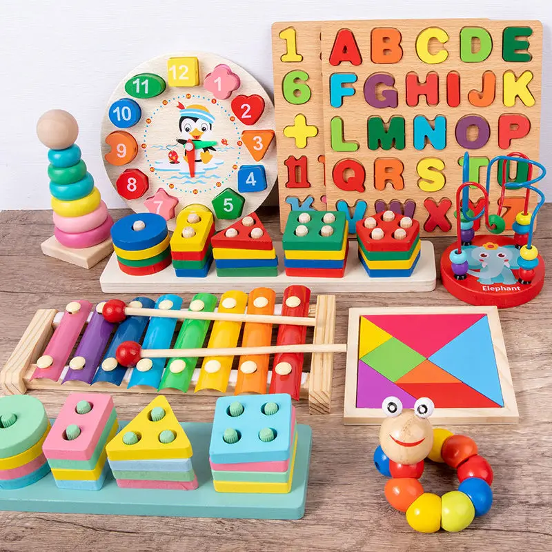 

Montessori Wooden Toys for Babies 1 2 3 Years Boy Girl Gift Baby Development Games Wood Puzzle for Kids Educational Learning Toy