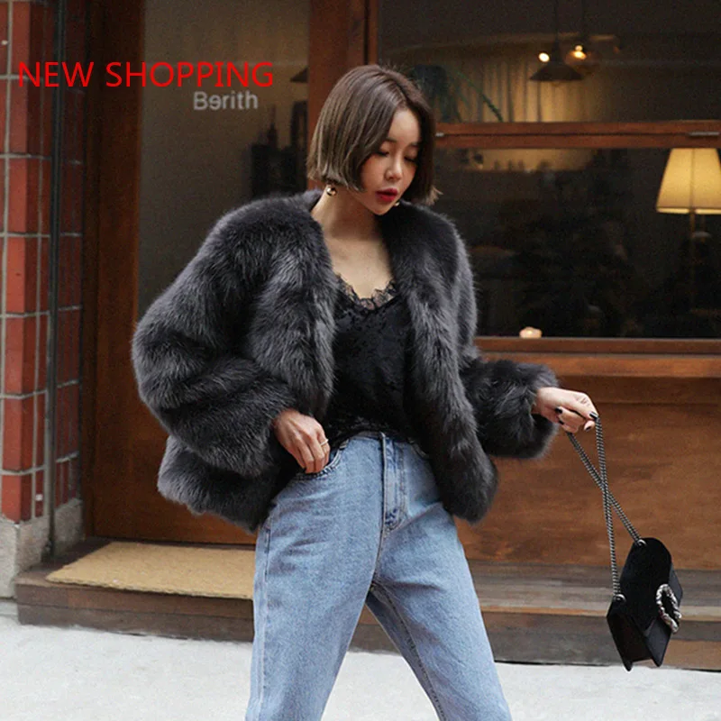 2021 Women's Winter Jacket Faux Fur Jackets High Quality New Fashion Overcoat Female Short Black Thick Warm Faux Fox Fur Coat