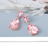 new pink rhinestone waterdrop dangle earrings female %e2%80%8bcrystal tear drop earring for women christmas jewelry trend gift