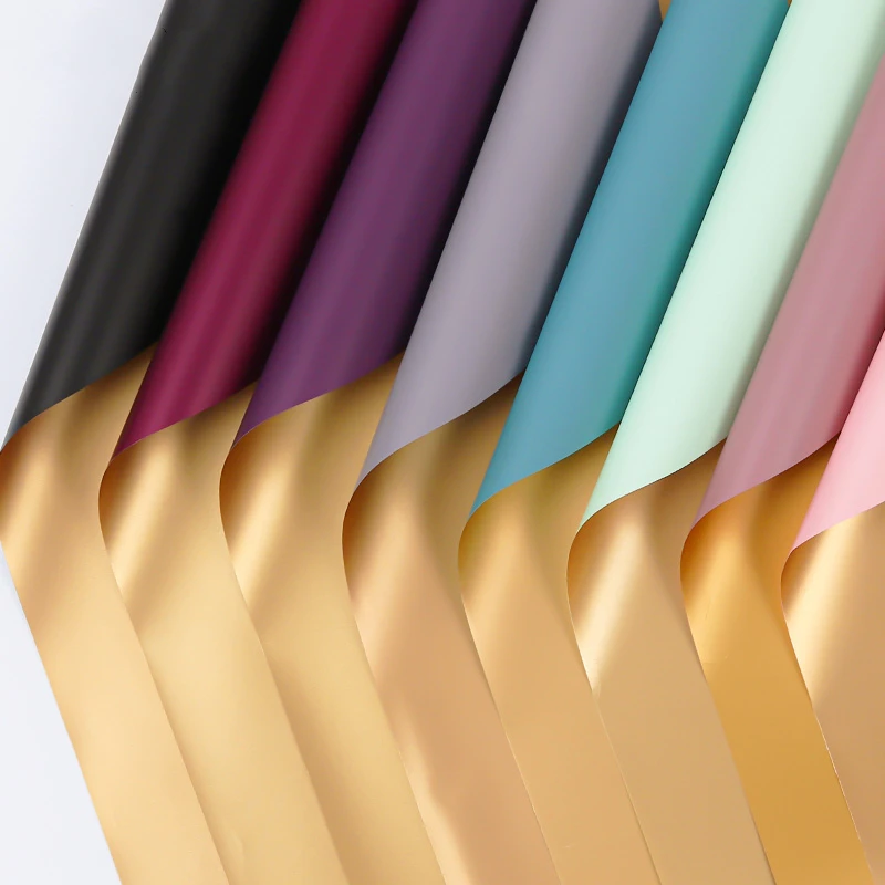 

20pcs Double-layer Flower Wrapping Paper Waterproof Bouquet Gift Box Wedding Packaging Golden 2 Color Art Paper Florist supplies