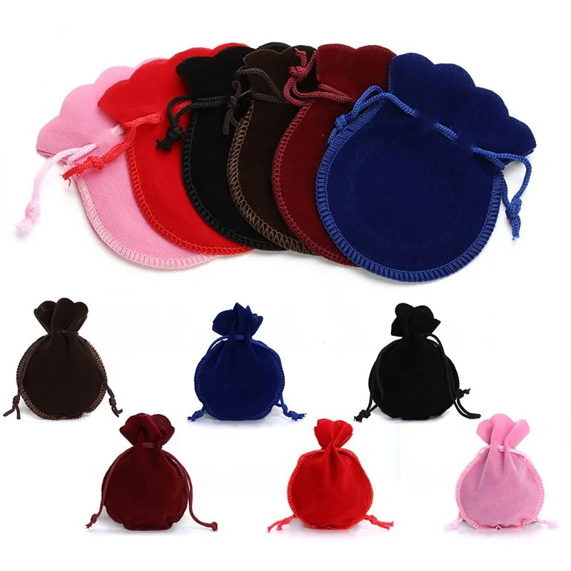 

10pcs/lot 5x7/7x9/9x12cm Velvet Bag Drawstring Pouch Black Red Calabash Jewelry Packing Bags Wedding Christmas Gift Bag