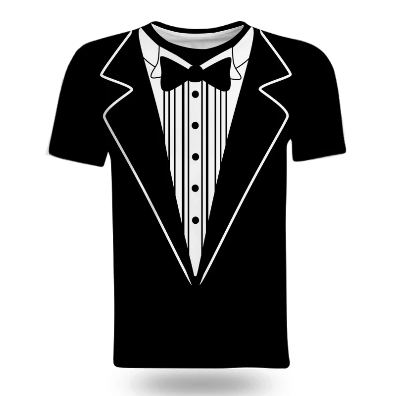 Fake Two Pieces T-Shirts Men's Cosplay 3D Print Short Sleeve T Shirt Casual Funny Design Tees Halloween T-shirt Comfortable 6XL |