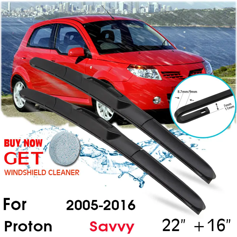 

Car Blade Front Window Windshield Rubber Silicon Refill Wiper For Proton SAVVY 2005-2016 LHD / RHD 22"+16" Car Accessories