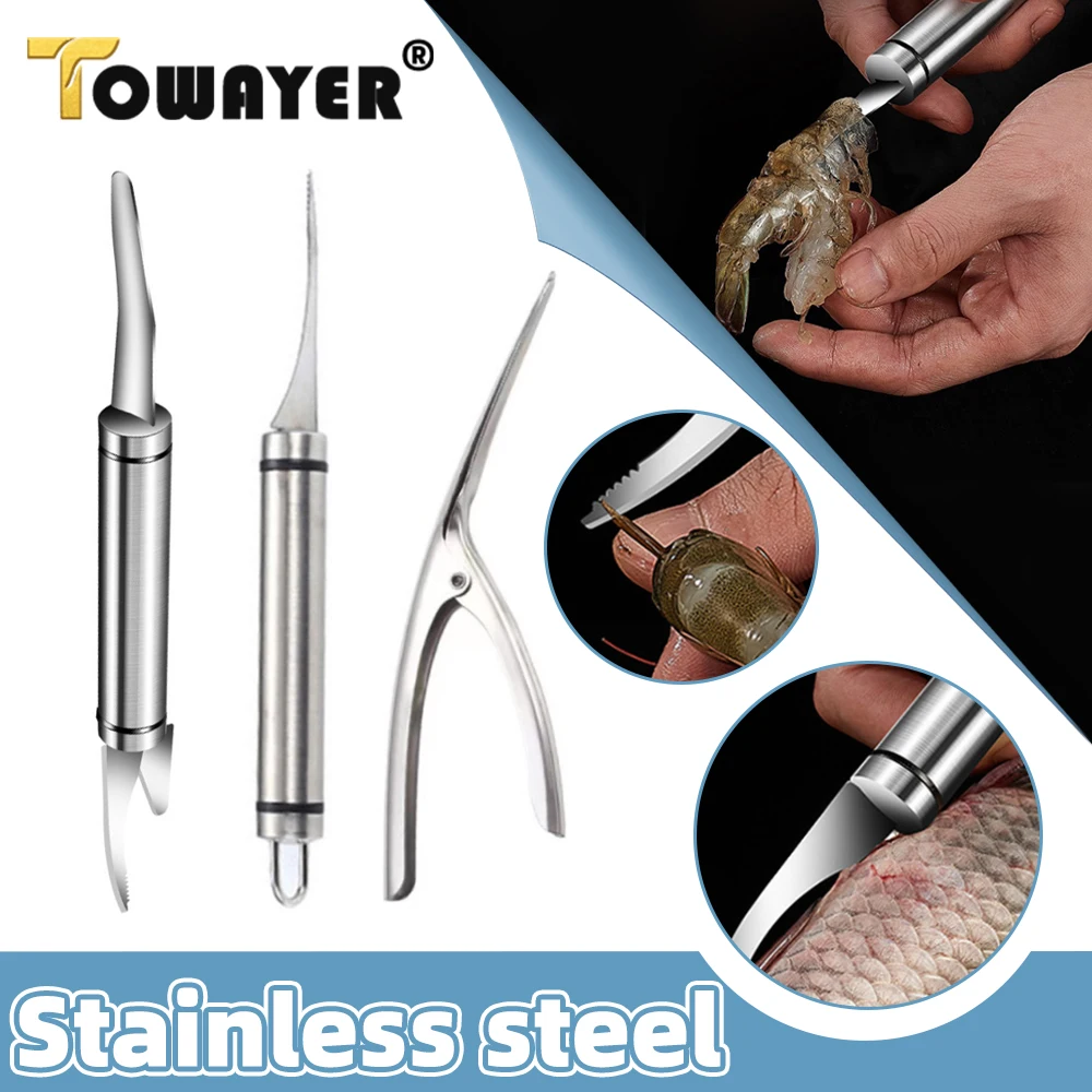 

Multifunctional Fast Shrimp Peeler Stainless Steel 6 In 1 Fish Knife Shrimp Line Cutting /Scraping /Digging Knife Kitchen Tools