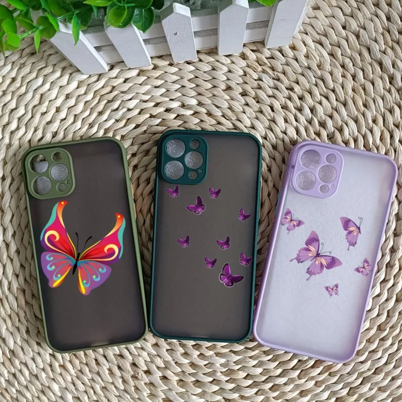 

Beauty Butterfly Phone Case For IPhone 14 13 12 11 Mini Pro Max XS X Max XR 8 7 Plus SE 2022 Skin Color Phone Cover