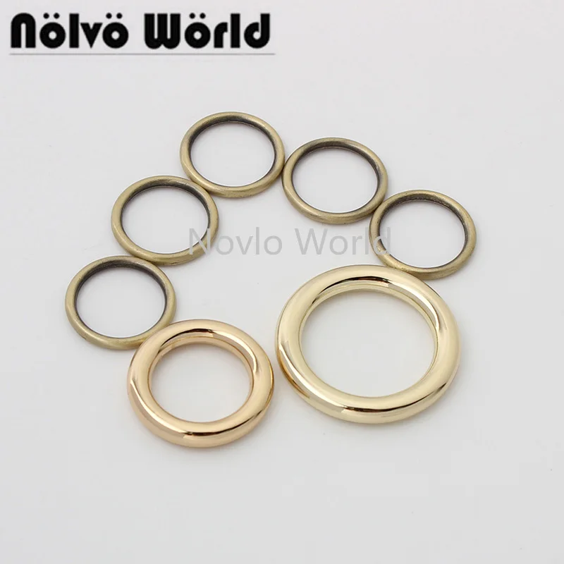 

10-50 pieces 5 colors 13 14 19mm 2.0mm 4.0mm wire alloy welded non-opened O rings for purse strap chain bag hardware