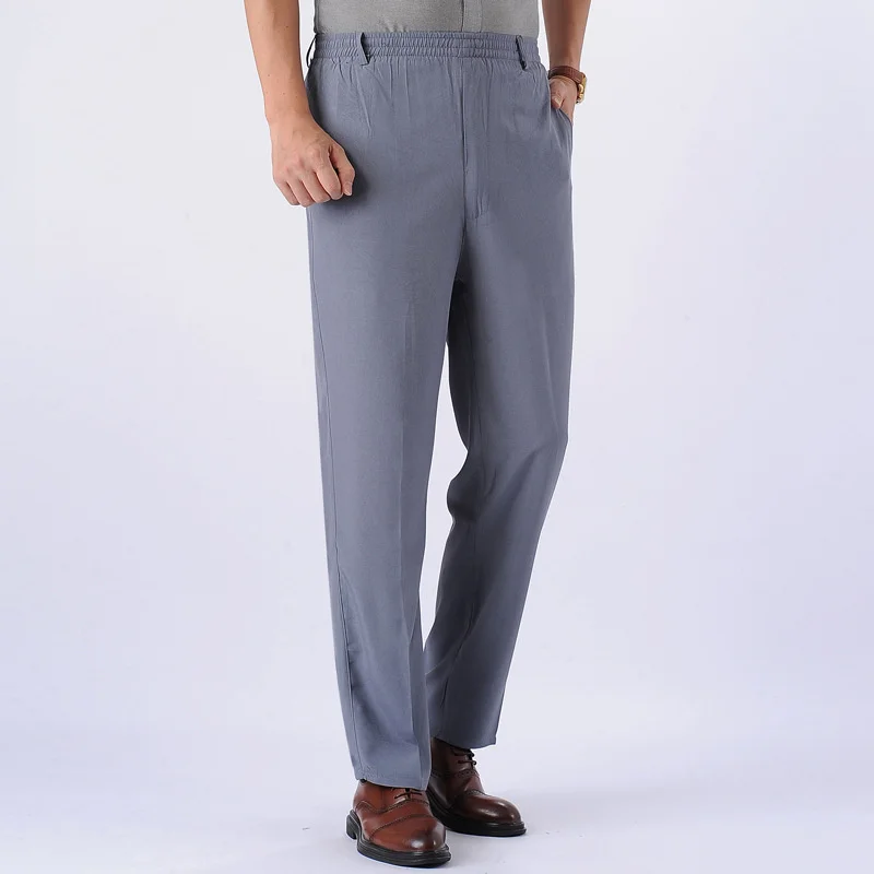 

9XL 8XL 10XL plus size dad thin pants middle-aged elderly casual pants men's summer elastic waist pants grandpa trousers