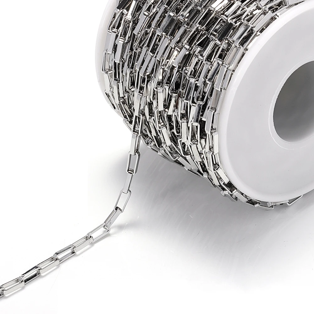 

1meter/lot Stainless Steel Long Box Necklace Chains for DIY Men Woman Bracelet Necklace Jewelry Findings Bulk Chain Materials