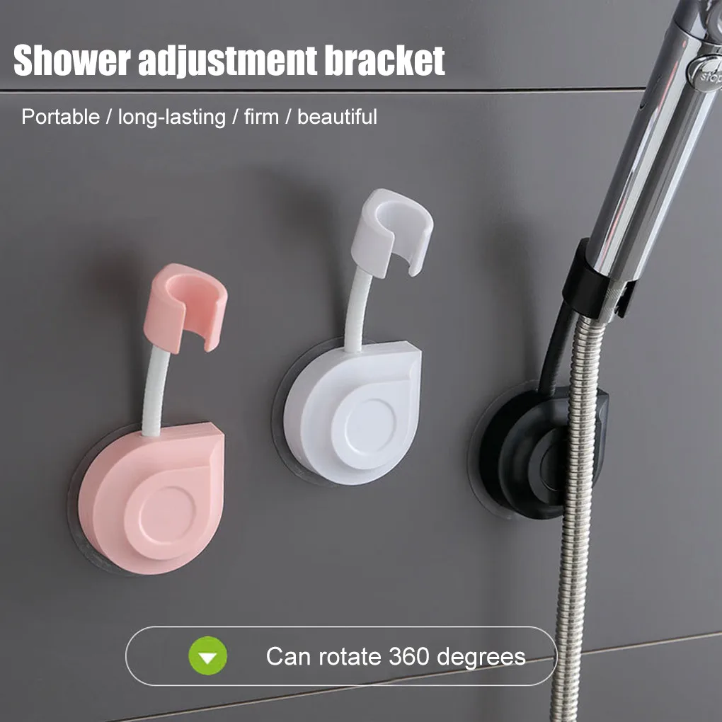 

Showerhead Bracket Wall-mounted Shower Head Holder Free-punching Plastic 360 Rotated Adjustable Bathroom Stand