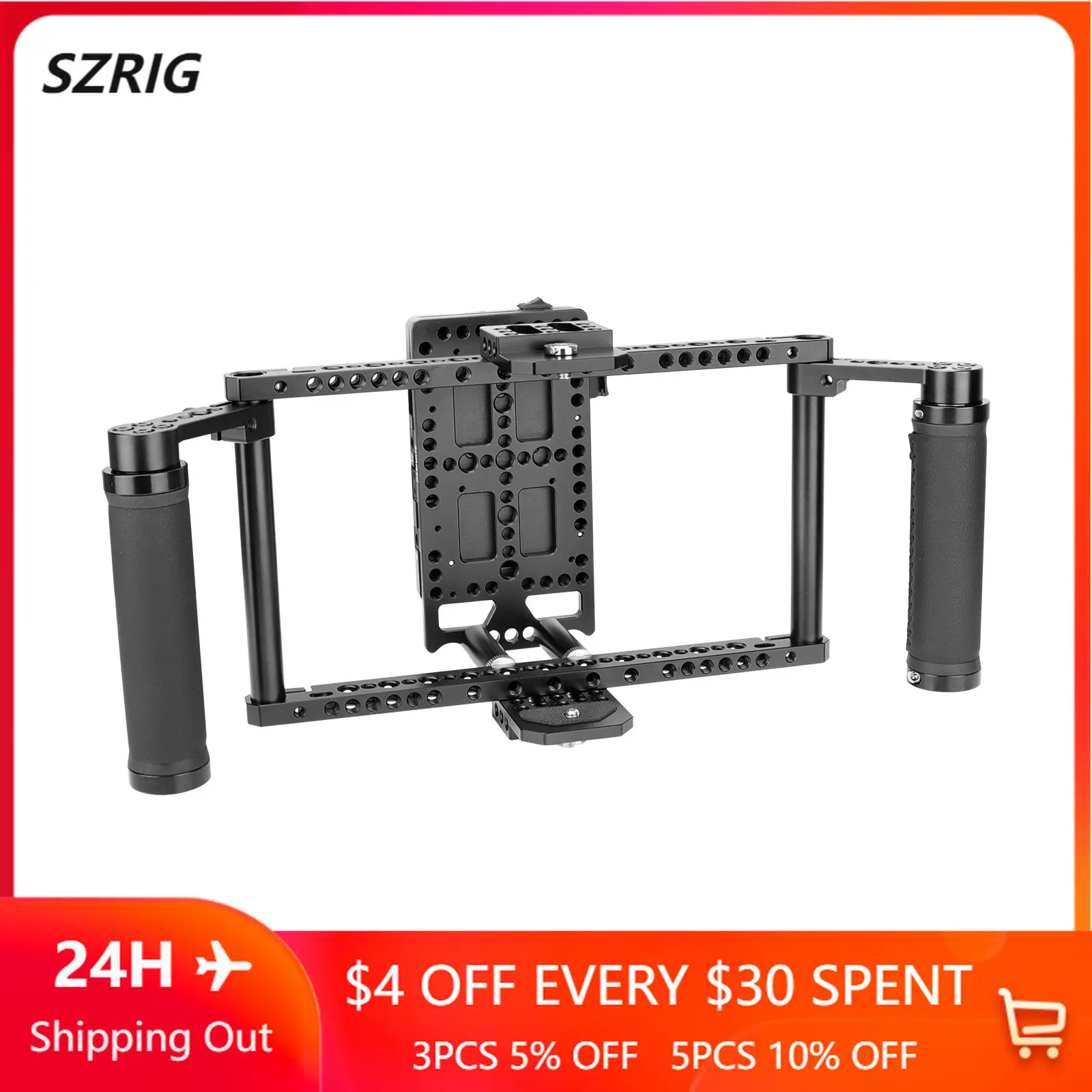 

SZRIG Universal 7" & 5" Director's Monitor Cage Rig With Power Supply Splitter & Dual Leather Handgrip For Ninja Inferno Monitor