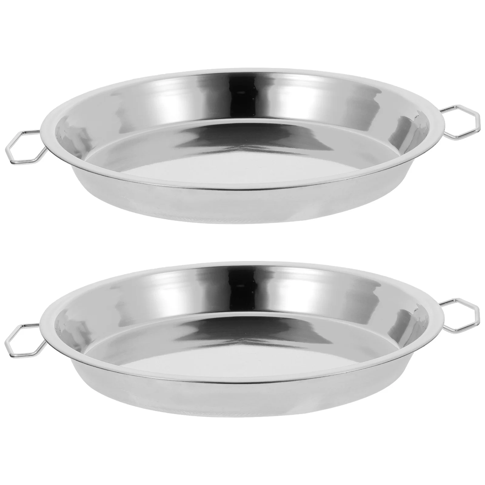

2 Pcs Plate Round Baking Pan Stainless Steel Cooking Utensil Cold Noodle Pastry Dish Steamed Rice