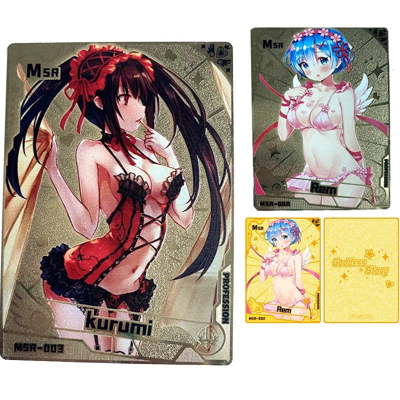 

New Goddess Story Girl Party MSR Card Holder Rem Tokisaki Kurumi Anime Characters Rare Metal Collection Card Kids Toys Gift