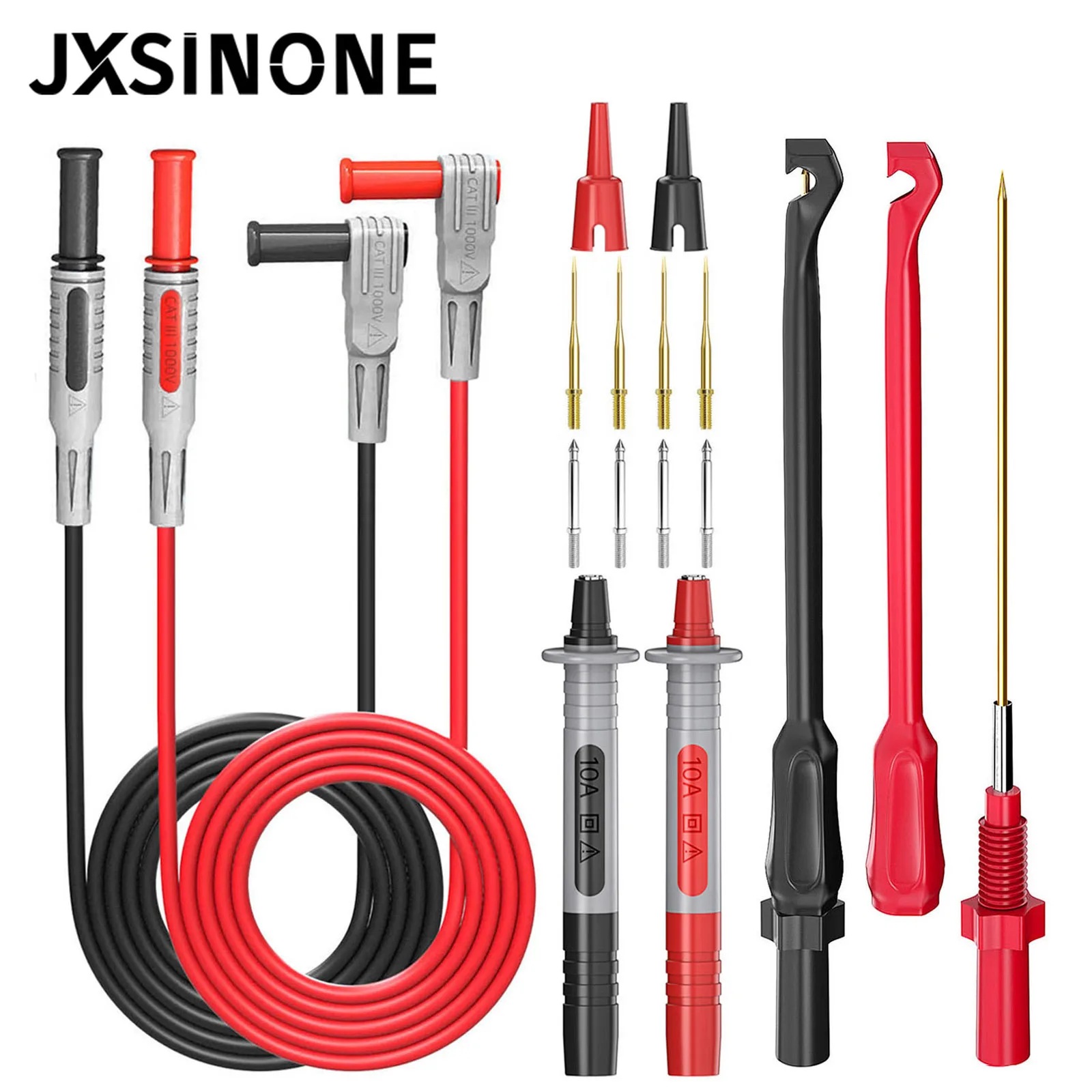 

JXSINONE P1033B автомобильный мультиметр, комплект тестовых проводов со зондами для проколов проводов, 4 мм штекер типа «банан», тестовые провода, тестовые щупы