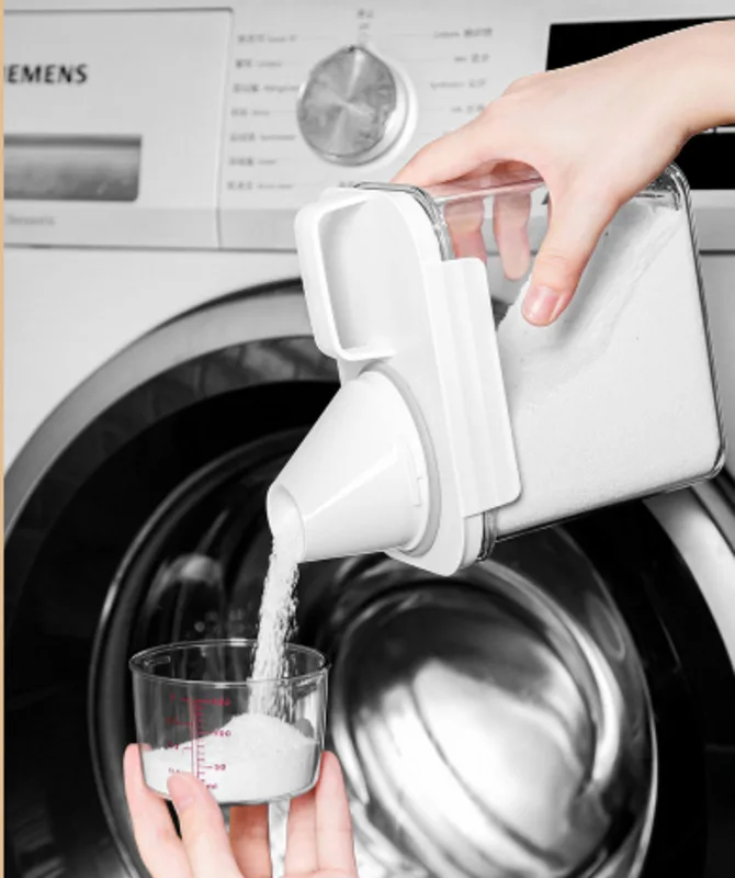 

Airtight Laundry Detergent Powder Dispenser Storage Box Clear Washing Powder Container With Measuring Cup Plastic Cereal Jar