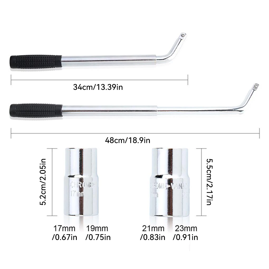

Extendable Wheel Wrench Heavy Duty Telescopic Spanner L-Type Vehicle Brace Sockets Anti-slide Handle Remover DIY