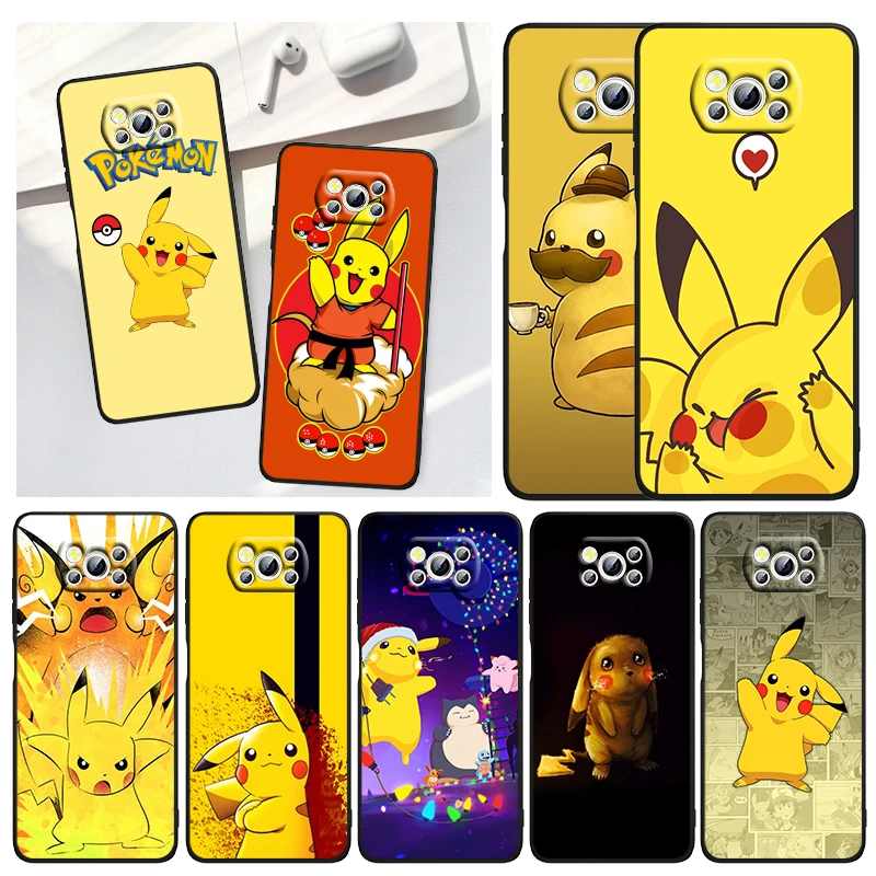 

Hot The Pokemon Pikachu For Xiaomi Civi Mi Poco X3 NFC F3 GT M4 M3 M2 X2 F2 Pro C3 F1 Silicone Shell Capa Black Phone Case