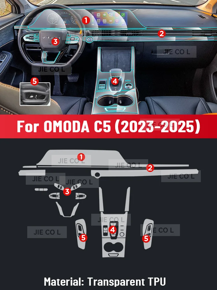 

Для CHERY OMODA C5 2023 2024, салон автомобиля, пленка против царапин, центральная консоль, медиа-приборная панель, навигация, защитная наклейка из ТПУ