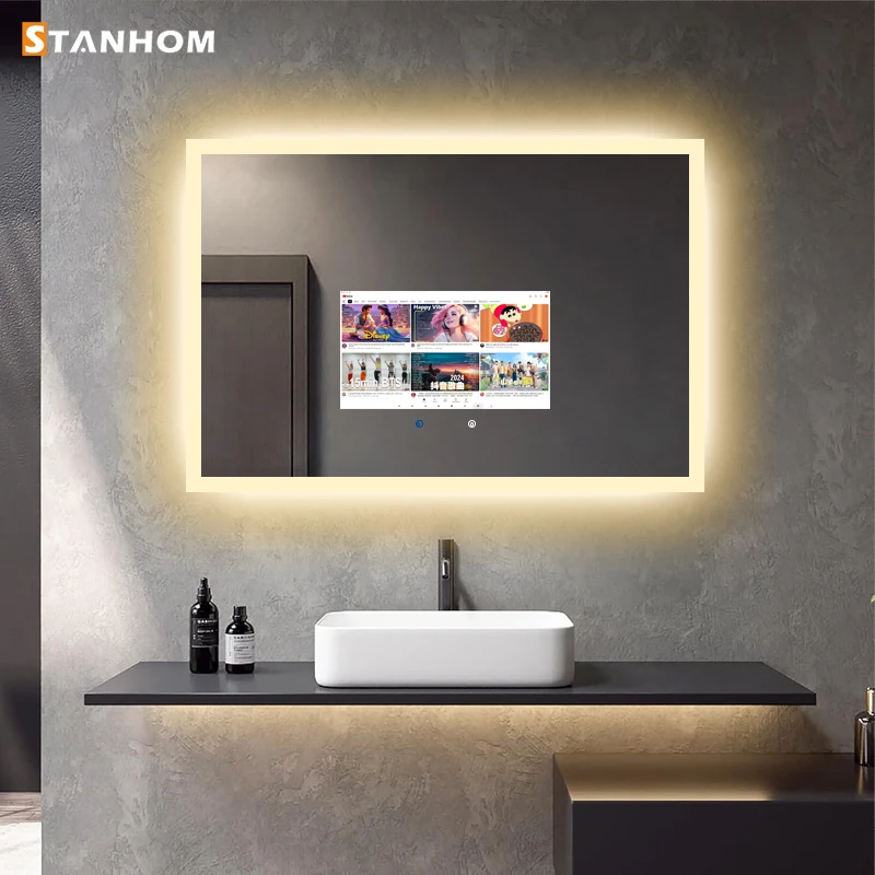 Зеркало STANHOM для ванной комнаты Android 11, умное светодиодное зеркало с сенсорным экраном (art.: 3920d003bfce6) - 3920d003bfce6