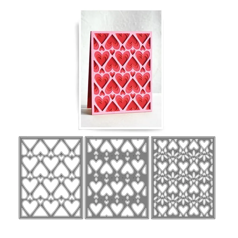 

2021 3D New Metal Cutting Dies Layering Coverplate Heart Dies Scrapbooking For Paper Making Embossing Frame Card Craft