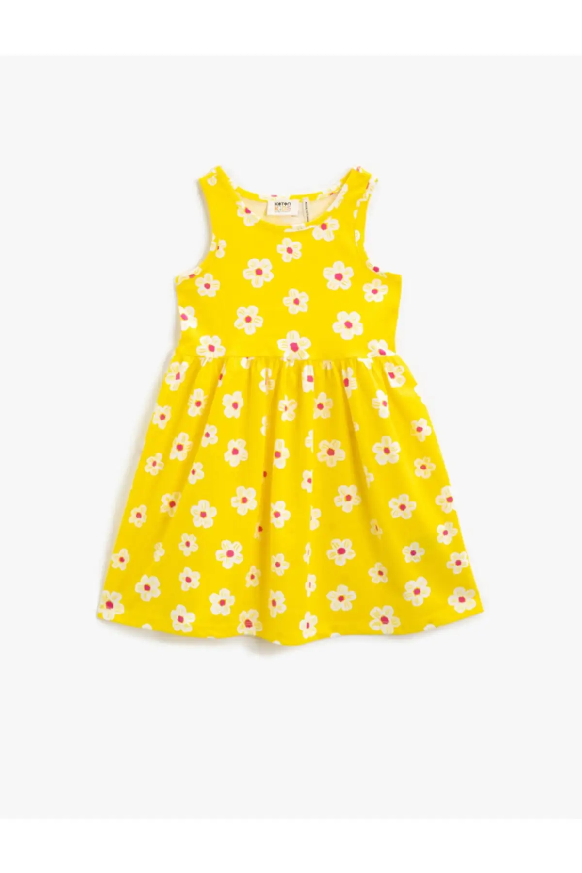 

Летнее хлопковое платье без рукавов с цветочным принтом