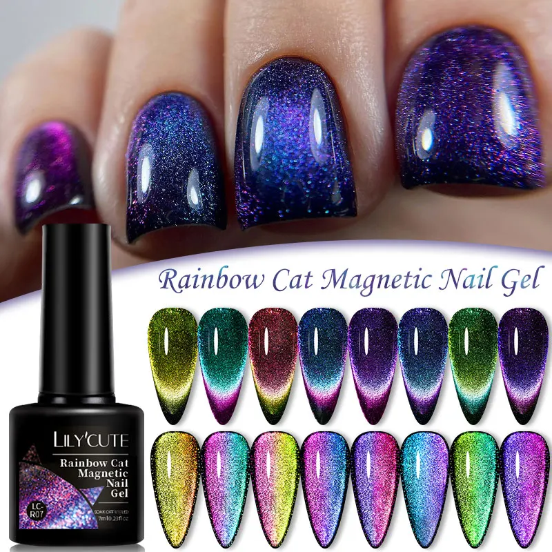 LILYCUTE 9D Rainbow Glitter Cat Magnetic Nail Gel Polish Snowlight Vernis Semi Permanent UV Sparkling Nail Polish LILYCUTE 9D Rainbow Glitter Cat Magnetic Nail Gel Polish Snowlight Vernis Semi Permanent UV Sparkling Nail Polish