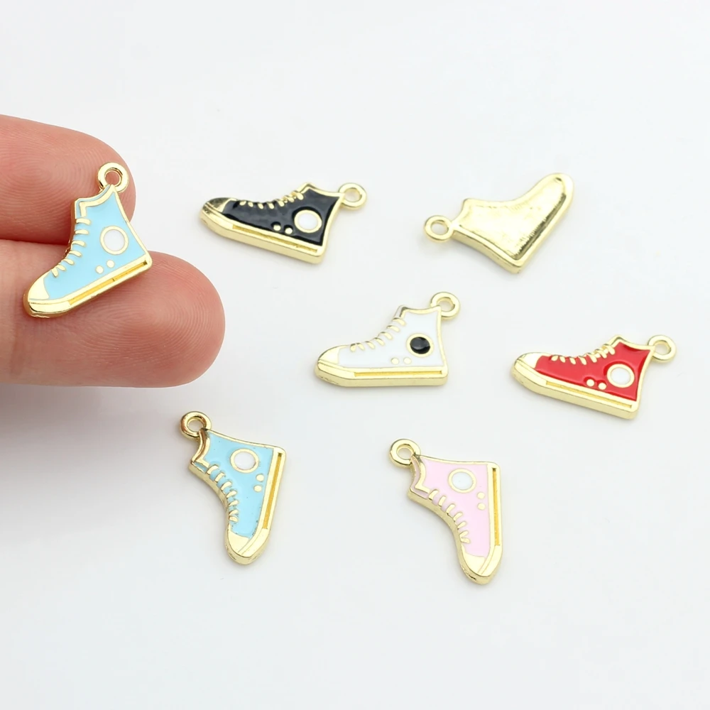

Подвеска в форме спортивной обуви из цинкового сплава с эмалью, 10 шт./Лот, ювелирные изделия ручной работы «сделай сам», аксессуары для сереж...