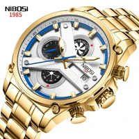new fashion nibosi brand luxury watches mens business stainless steel waterproof chronograph quartz mens watch relogio masculino