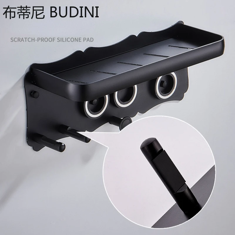 Настенный держатель для сушилки и бигуди черного золотого цвета |