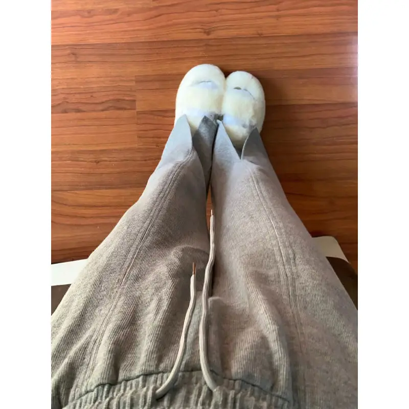 Штаны для отдыха 150 см девочек с микро-подолом и разрезом женские прямые узкие