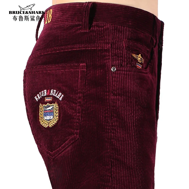 Новые вельветовые брюки Мужская зимняя одежда Брюса и акулы мужские