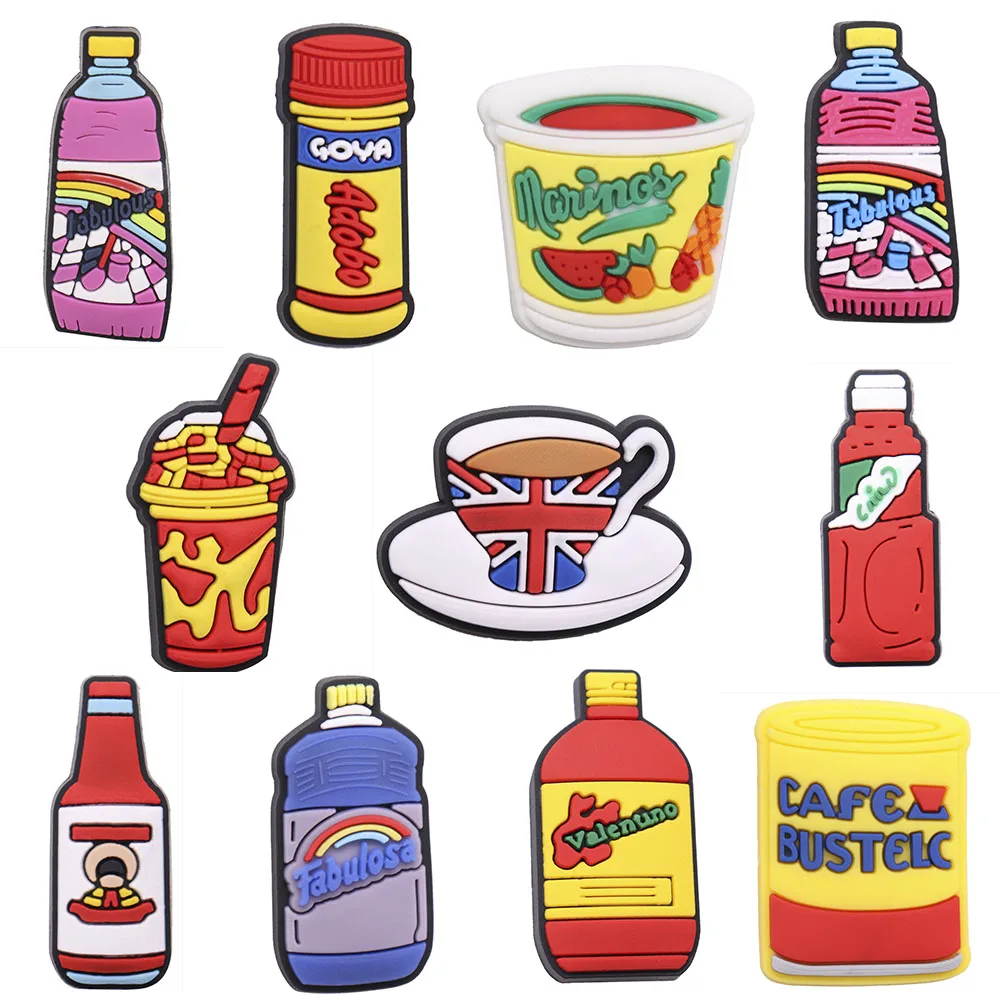 

1Pcs Coffee High Tea Drinks Milk Tea Chocolate PVC Garden Shoe Decorations Buckle Clog Fit Backpack Bracelets Croc Charms Jibz