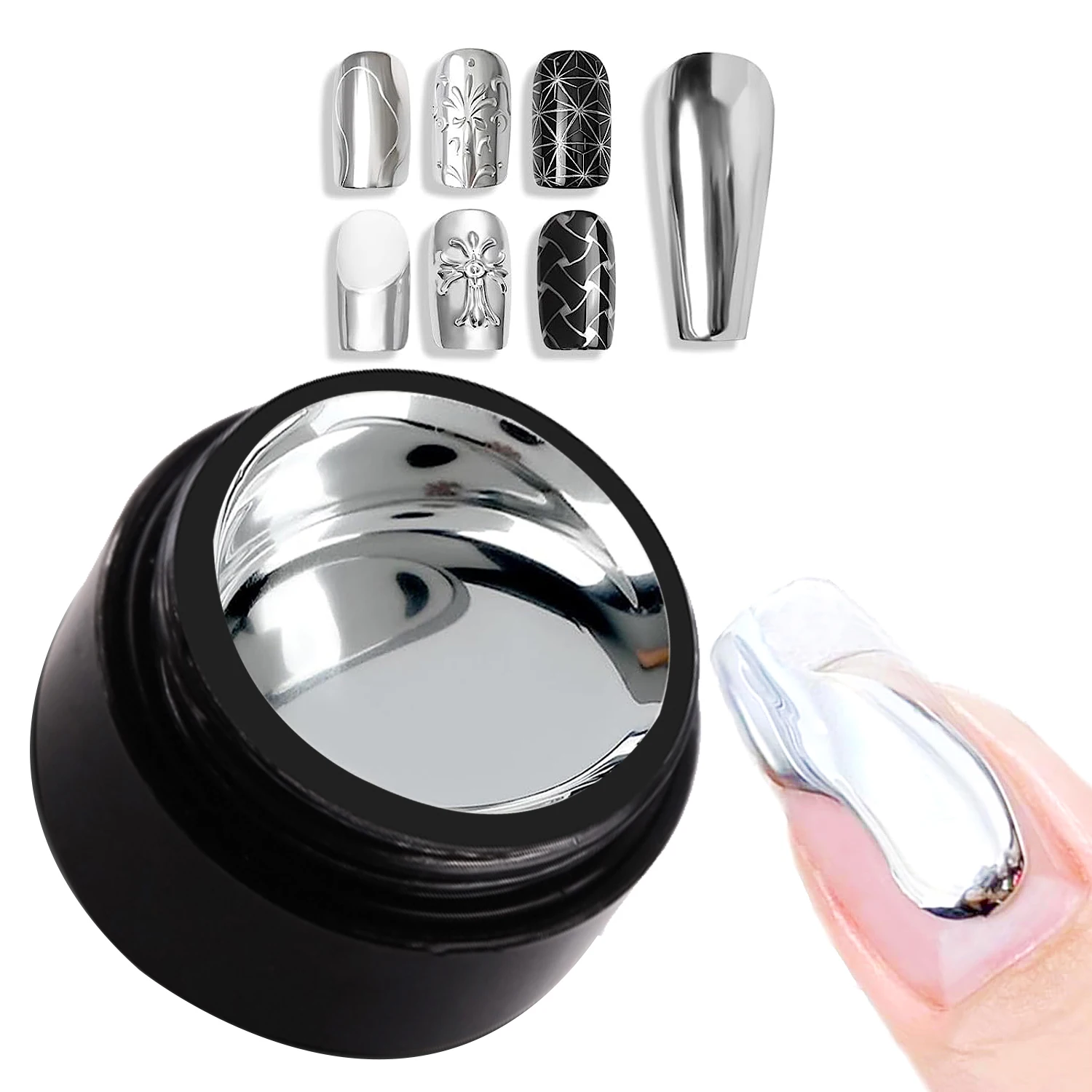 

1Jar Mirror Metal Gel Polish Metallic Silver Gel Nail Polish Glossy Painted Nail Gel Soak Off Painting Drawing UV Gel Nail Art